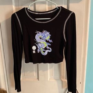 long sleeve black graphic tee